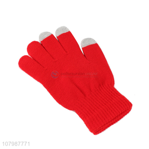 New arrival red creative touch screen knitted gloves for women