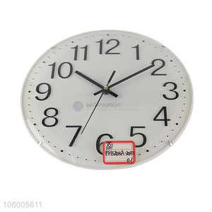 Factory wholesale white round glass wall clock for living room