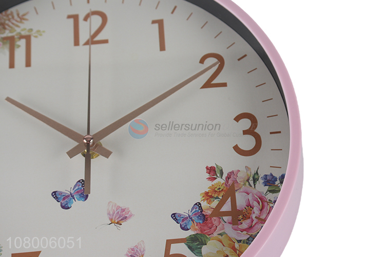 Factory wholesale pink clock creative round wall clock for living room