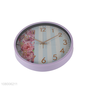 New product purple creative clock home mute wall clock