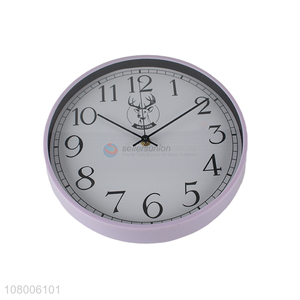 High quality pink silent clock round plastic wall clock