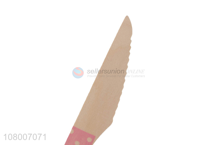 Hot products outdoor portable bamboo dinner knife with pink handle