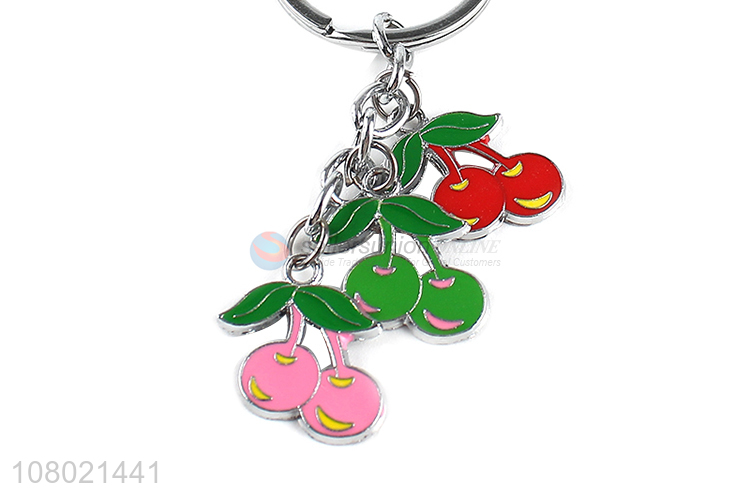 Top product zinc alloy keychains enamel key ring cherry key chain