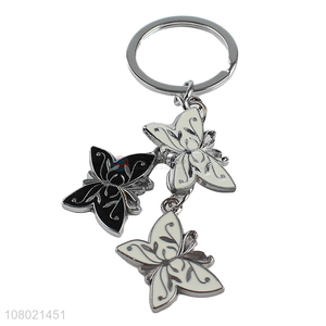 China supplier metal pendant key chain enamel keyring butterfly keychains