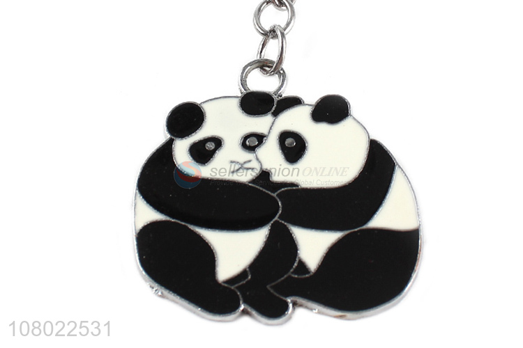 Low price cartoon metal keychains panda key chains key ring keyring