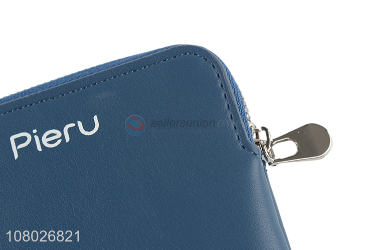 New design blue fashion women men purse pu leather wallet