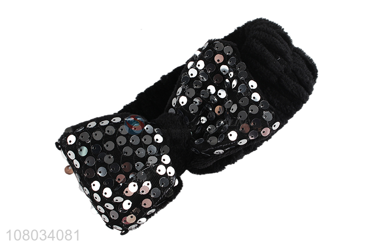 China supplier stylish sequined microfiber makeup headband for washing face