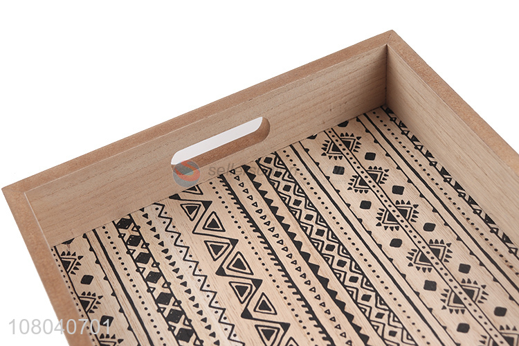 Hot Selling Rectangle Wooden Storage Tray With Handle