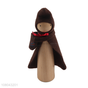 Wholesale popular kids boys girls gift wooden doll with cloak