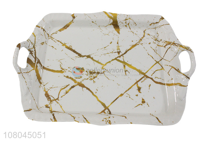 New Style Marbling Melamine Tray Serving Tray With Handle