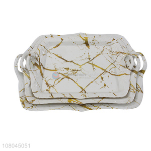 New Style Marbling Melamine Tray Serving Tray With Handle