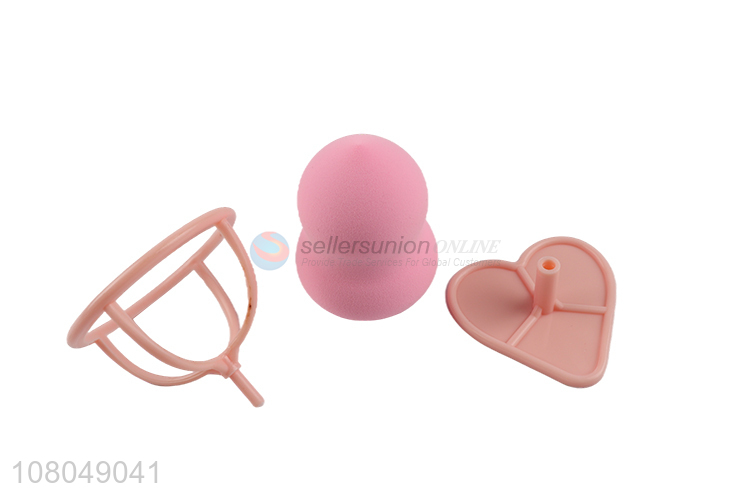 Online wholesale pink makeup puff with storage stand