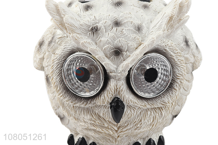 Factory supply owl shape solar light resin ornaments for sale