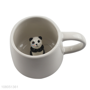 Hot selling lovely 3D panda coffee mugs ceramic animal drinking cup