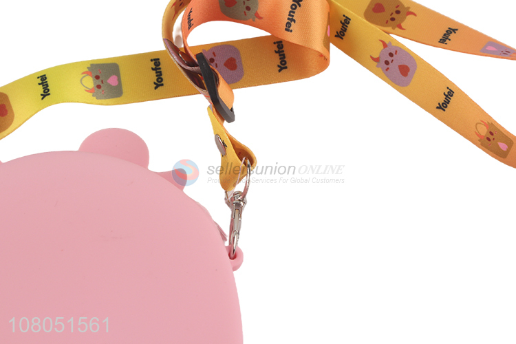 Good quality lovely cartoon silicone coin bag shoulder bag for children