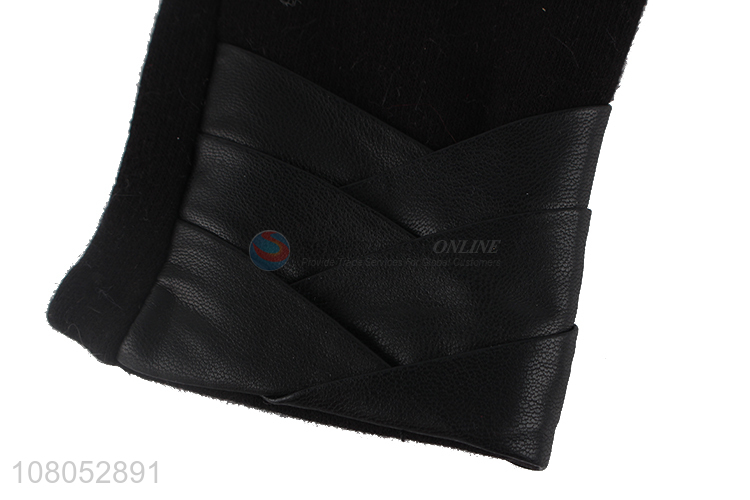 Good quality black winter windproof gloves for ladies