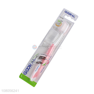 Good quality pink plastic portable household toothbrush