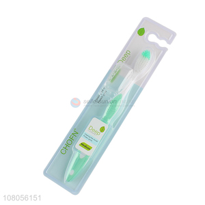 Hot selling green plastic adult soft bristle toothbrush