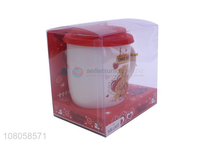 Cartoon Printing Ceramic Mug With Lid And Spoon Set