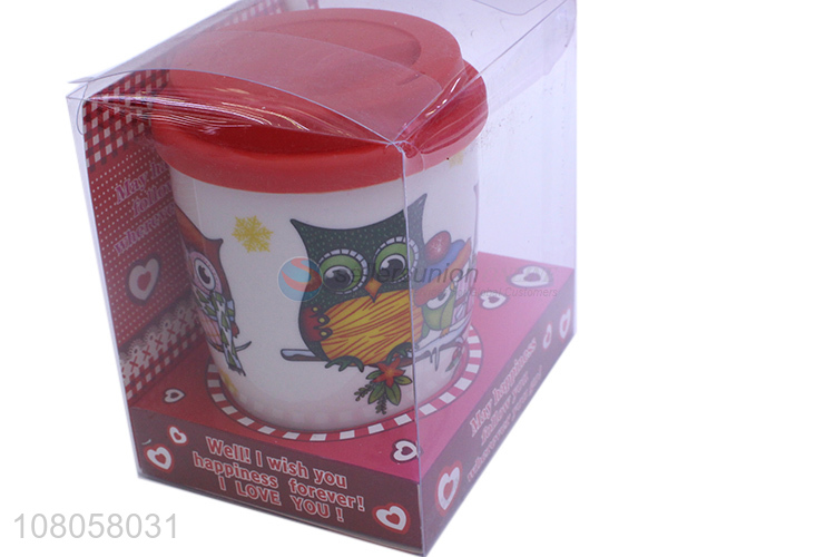 Cartoon Owl Pattern Ceramic Cup Fashion Mug With Spoon Set