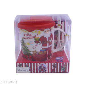 Wholesale Fashion Gift Ceramic Cup With Lid And Spoon