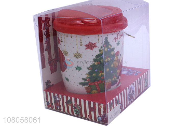 Good Price Ceramic Mug With Lid And Spoon For Gift