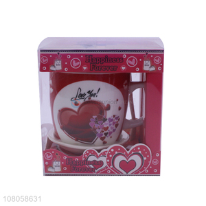 Popular Gift Fashion Printing Ceramic Cup With Spoon