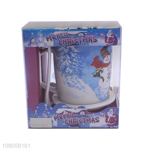 Fashion Christmas Printing Ceramic Cup With Spoon