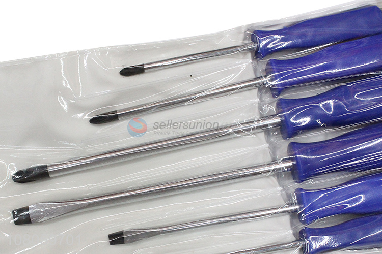 Good quality professional 6 pieces cr-v screwdrivers set with blue handle