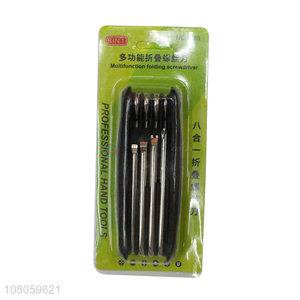 Wholesale 8 in 1 multifunctional folding screwdriver with non-slip handle