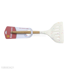 Top quality durable slotted spatula with wooden handle