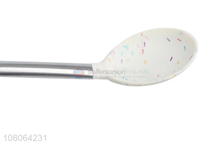 Most popular silicone soup spoon with stainless steel handle