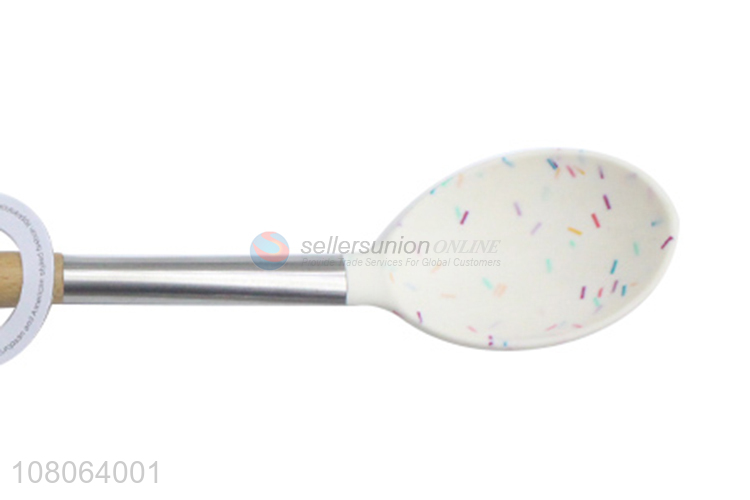 Hot sale silicone soup ladle with wooden handle