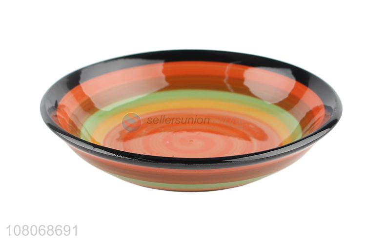 Creative Design Colorful Round Shallow Bowl Ceramic Bowl