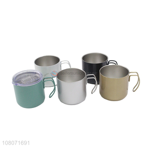 Yiwu wholesale multicolor stainless steel drinking cup with lid