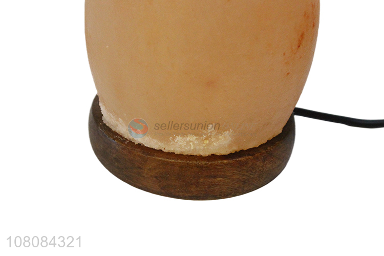 Low price wholesale natural wood bottom salt stone lamp