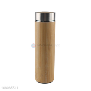 New arrival creative wood grain stainless steel vacuum themal water bottle
