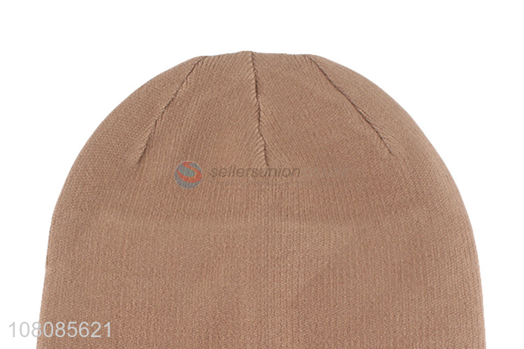 High quality khaki autumn warm knitted hat for ladies