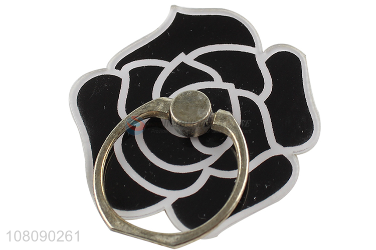 Hot selling black rose finger ring mobile phone holder