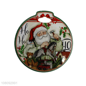 Low price round Christmas ceramic coaster porcelain pot holder heat pad