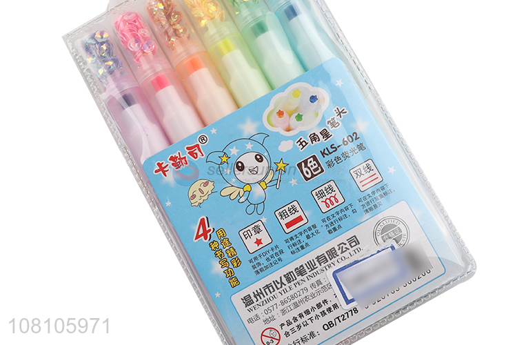 High quality eco-friendly 6colors stationery highlighter pen