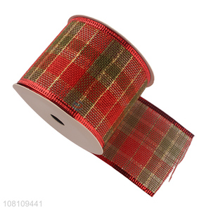 Good quality Christmas plaid ribbon for wreath decoration