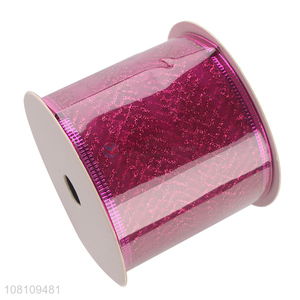 Hot selling wide Christmas tree ribbon glitter Xmas ribbon