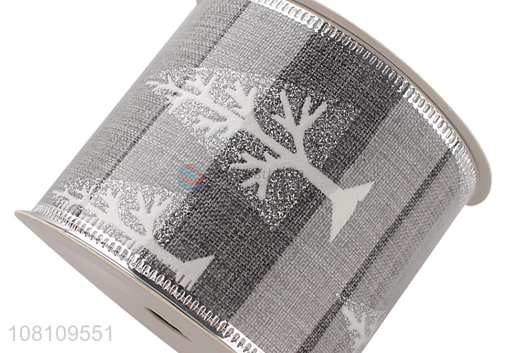 Bottom price silver glitter Christmas ribbon Xmas tree ribbon