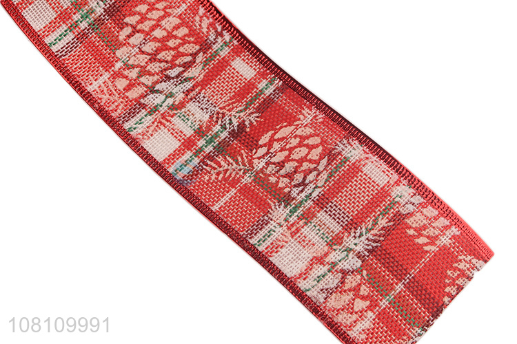 Hot items printed Christmas tree ribbon polyester Xmas ribbon