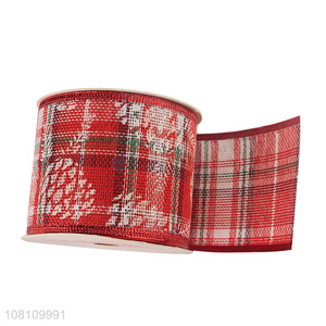 Hot items printed Christmas tree ribbon polyester Xmas ribbon