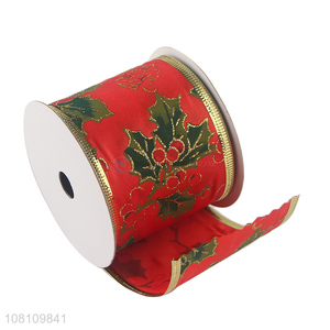 Hot items wired fabric Christmas ribbon for party decoration