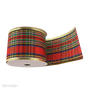Online wholesale Christmas ribbons wired edge plaid ribbons