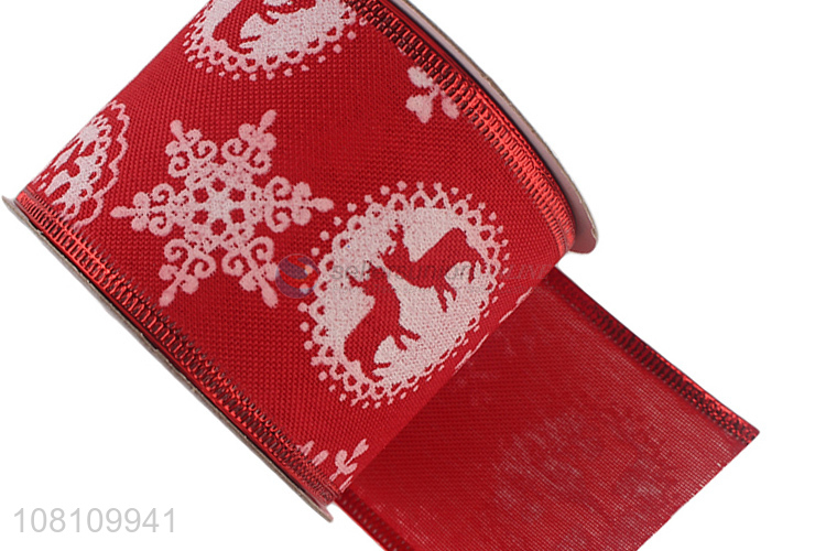 Recent design home decoration wired edge Christmas ribbon roll