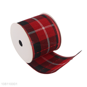 Bottom price trendy Christmas tartan ribbon for home decoration